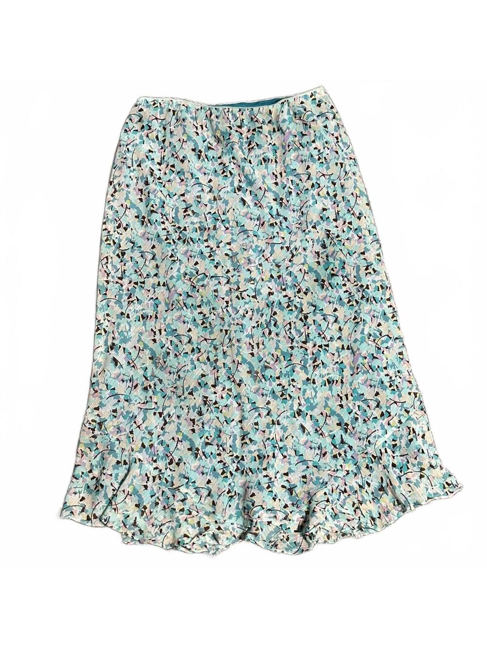 Vintage Notations Blue Floral Fairycore  Midi Skirt Size L